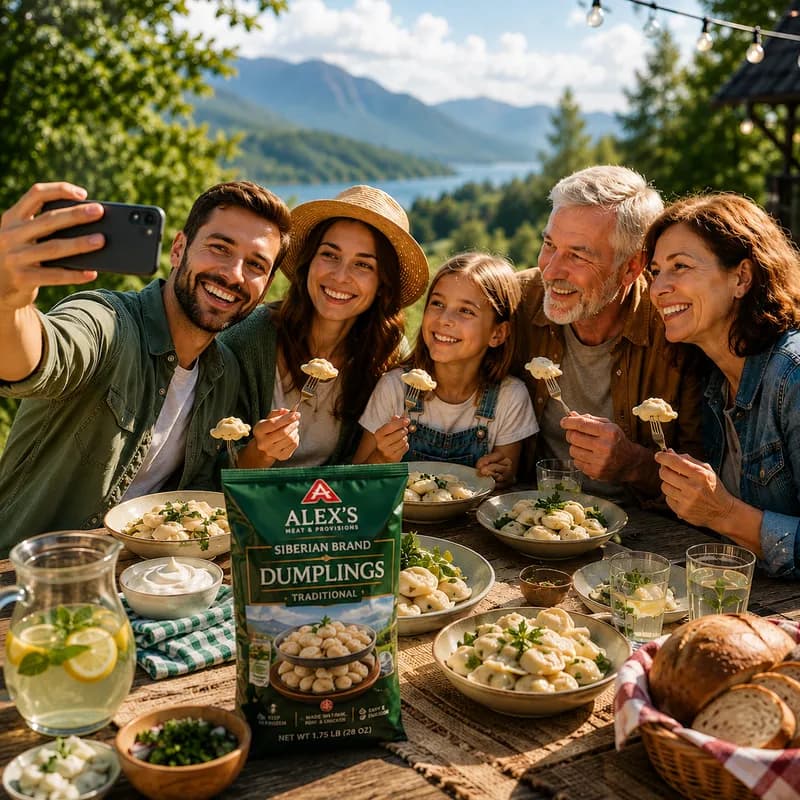 Taking a photo of a family dumpling moment